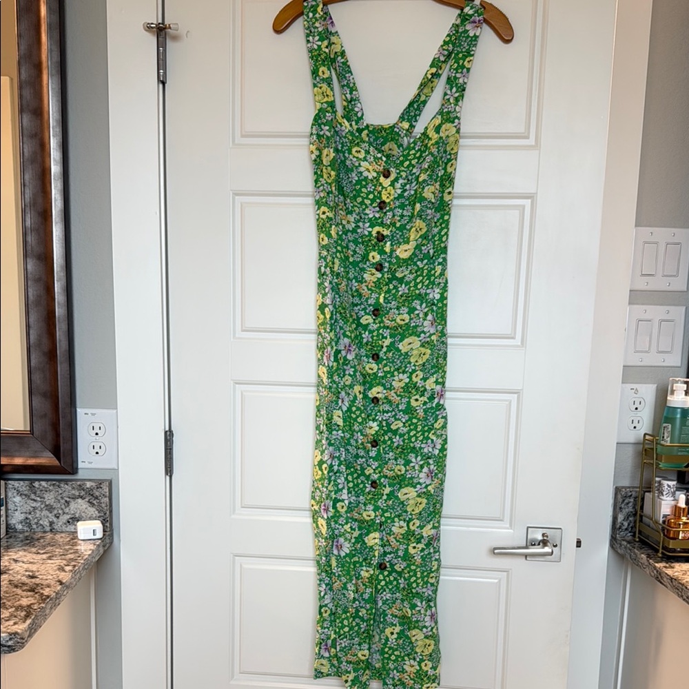 LOFT Vibrant Green Floral Maxi Dress